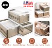 3 Pack Foldable Storage Bin with Lid Stackable Plastic Closet Organizer with Handle Divider Collapsible Drawer Organizer for Toys Clothes