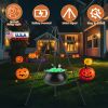Halloween Large Witch Cauldron With 56.49” Tripod And Eyeball String Light Skeleton Halloween Outdoor Decoration For Porch Yard Patio Garden Living Ro