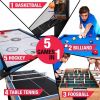 5-in-1 Game Table – Foosball, Pool, Basketball, Ping Pong & Slide Hockey Combo Table for Home Entertainment