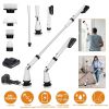 Electric Spin Scrubber Cordless Handheld Rechargeable Cleaning Brush with 4 Replaceable Heads 600/1000RPM Speeds 26/50in Length 20V/2.0Ah Battery for