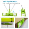 Microfiber Mop Metal Floor Dust Hairs Cleaning 360° Rotatable Washable Refill Pads Hard Handle (Green)
