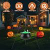 Halloween Large Witch Cauldron With 56.49” Tripod And Eyeball String Light Skeleton Halloween Outdoor Decoration For Porch Yard Patio Garden Living Ro