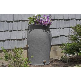 Granite 50-Gallon Plastic Urn Rain Barrel with Planter Top [DRK GR]