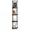 5-Shelf Modern Corner Bookcase in Espresso Black Wood Finish