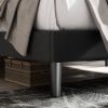 Full size Black Linen Upholstered Platform Bed with Button-Tufted Headboard