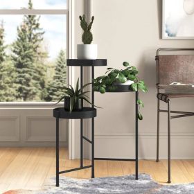 Modern Black Metal 3-Tier Flower Pot Plant Stand