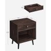 Mid-Century Modern 1-Drawer Nightstand End Table in Dark Brown Wood Finish