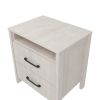 Modern Farmhouse Bedroom 2-Drawer Bedside Table Nightstand in Grey Wood Finish