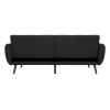 Dark Grey Linen Futon Sofa Bed with Modern Mid-Century Style Wooden Legs