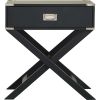 Dark Grey Black 1-Drawer End Table Nightstand with Modern Classic X Style Legs