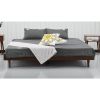King size Mid-Century Modern Platform Bed Frame in Dark Brown Wood Finish