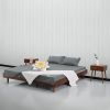 King size Mid-Century Modern Platform Bed Frame in Dark Brown Wood Finish