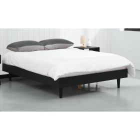 Full size Mid-Century Modern Platform Bed Frame in Black Wood Finish