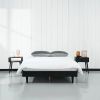Full size Mid-Century Modern Platform Bed Frame in Black Wood Finish