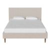Full size Off-White Ivory Cream Upholstered Platform Bed Frame with Headboard