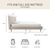 Full size Off-White Ivory Cream Upholstered Platform Bed Frame with Headboard