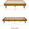 Full size Mid-Century Modern Platform Bed Frame in Light Wood Finish