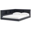 Full size Blue Wooden Corner Storage Bed with Bookcase Headboard and USB Ports