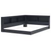 Full size Blue Wooden Corner Storage Bed with Bookcase Headboard and USB Ports