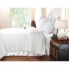 King size 3-Piece Quilt Set with 2 Pillow Shams 100% Cotton White Ruffles