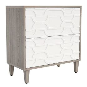 Modern Grey/White Wood 2 Drawer Filing Cabinet Printer Stand