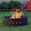 Black Steel Fire Pit Ring – Outdoor Camping & Backyard Bonfire Fire Ring