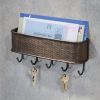 Wall Mount Mail Holder with Key Hooks