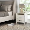 Modern 2-Drawer Nightstand with Open Shelf in Ivory Wood Finish