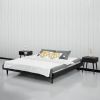 King size Mid-Century Modern Platform Bed Frame in Black Wood Finish