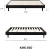King size Mid-Century Modern Platform Bed Frame in Black Wood Finish