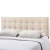 King size Off-White Ivory Fabric Button-Tufted Upholstered Headboard