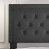 King Black Linen Upholstered Platform Bed Frame with Button-Tufted Headboard