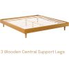 King size Mid-Century Modern Platform Bed Frame in Light Wood Finish