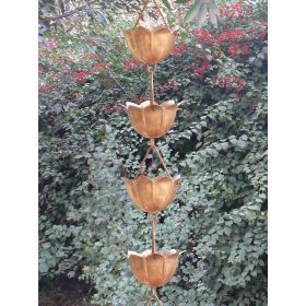 Lotus Flower Pure Copper Rain Chain for Rainwater Downspout