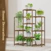 Natural Wood Bookcase Plant Stand Shelving Rack - Holds up to 9 Planters