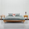 Queen size Mid-Century Modern Platform Bed Frame in Light Wood Finish