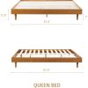 Queen size Mid-Century Modern Platform Bed Frame in Light Wood Finish