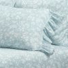 Queen Size Polyester Blue Ruffle Floral 6 Piece Sheet Set