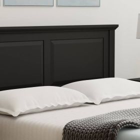 King Traditional Solid Wood Platform Bed Frame with Headboard in Black