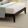 King Traditional Solid Wood Platform Bed Frame with Headboard in Black