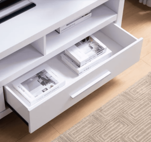 Modern White TV Media Stand, Home Entertainment Center