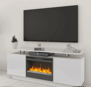 Modern White Electric Fireplace TV Stand