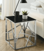 Modern Glass Table with Geometric Metal Frame [Chrome]