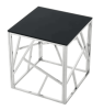 Modern Glass Table with Geometric Metal Frame [Chrome]