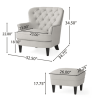 Fabric Club Chair and Ottoman Set, Stylish Upholstered Armchair with Matching Ottoman`