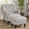 Fabric Club Chair and Ottoman Set, Stylish Upholstered Armchair with Matching Ottoman`