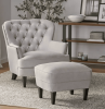 Fabric Club Chair and Ottoman Set, Stylish Upholstered Armchair with Matching Ottoman`
