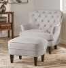 Fabric Club Chair and Ottoman Set, Stylish Upholstered Armchair with Matching Ottoman`