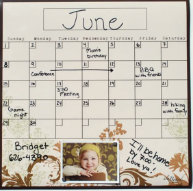 Dry Erase Calendar