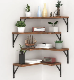 Rustic 4 Pcs Corner Shelves